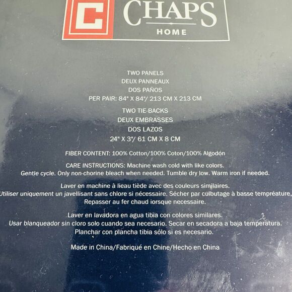 Chaps Home Marbury Curtain Panels 84” × 84” Blue Cream Stripe 2 Panels New - Picture 4 of 4